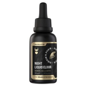 the beard struggle - beard growth oil - hoenir's poem, gold collection (1 fl oz) - night liquid elixir - beard oil for men - softens, moisturizing, & healthier beard growth