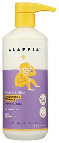 Alaffia Kids Conditioner and Detangler, Lemon Lavender, Suitable for All Hair Types, Cruelty Free, No Parabens, Vegan, 16 Fluid Ounce (Pack of 1)