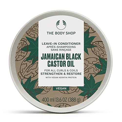 The Body Shop Jamaican Black Castor Oil Leave-In Conditioner - Strengthen and Restore For All Curls and Coils - With Vegan Silk Proten - Vegan - 13.6 Oz