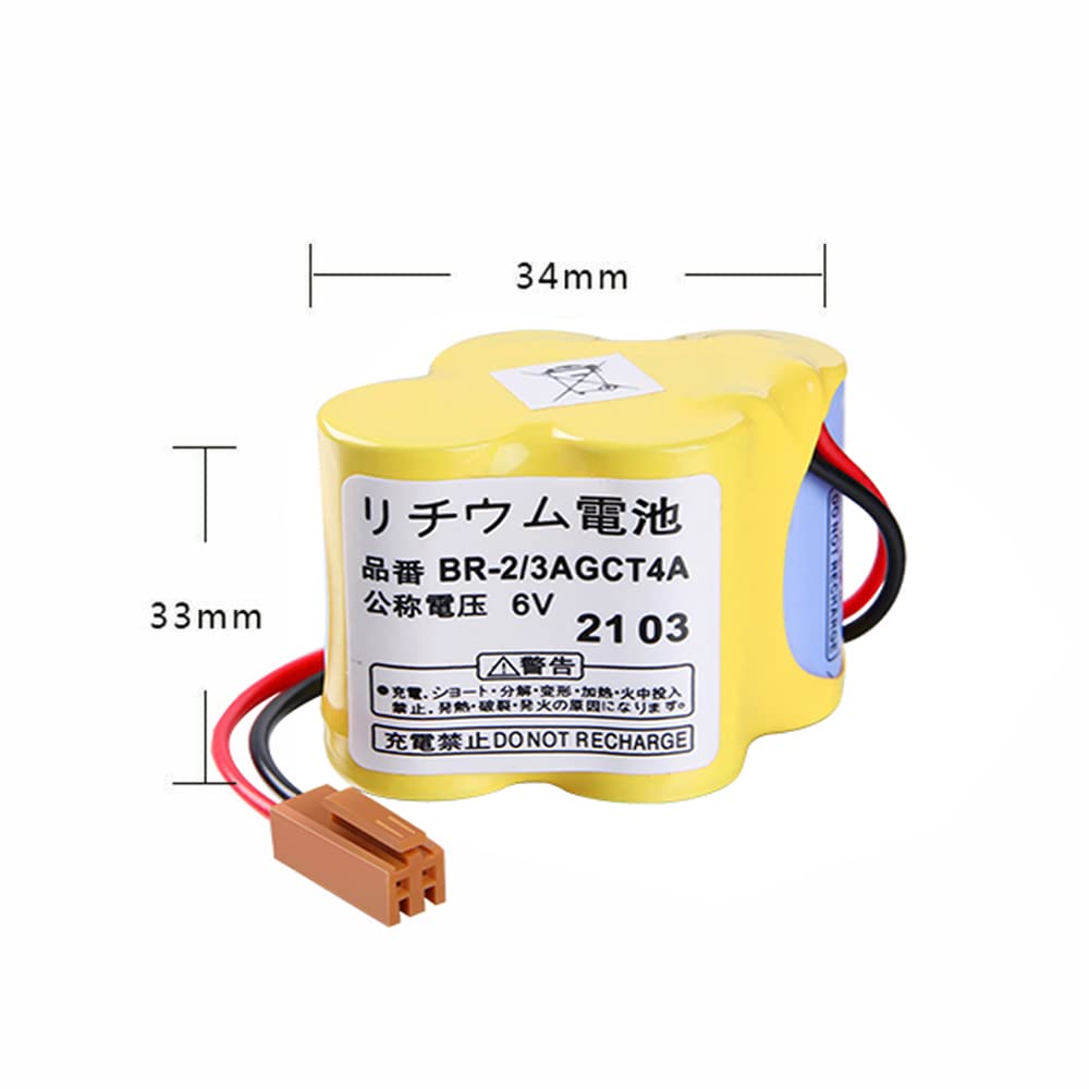 10 PCS BR-2/3AGCT4A 6V 4400mAh Replacement Battery for FANUC A98L-0031-0025 CNC System with Brown Plug