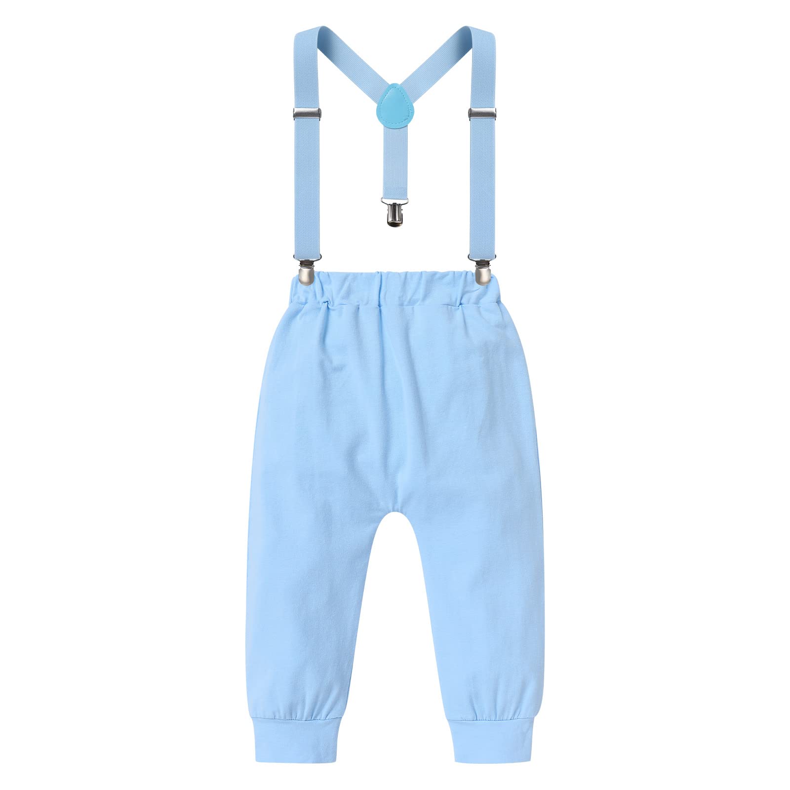 Baby Boys Winter Snowflake 1st Birthday Outfits Cake Smash Romper & Long Pants & Suspenders & Crown Fall Party Clothes Set for Kids Toddler Xmas Photo Props Gentleman Formal Suit Blue & Crown 12