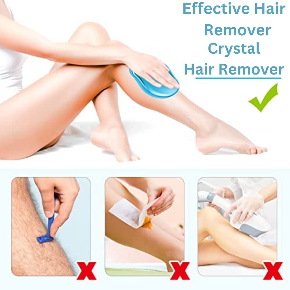 EASY BREEZY Crystal Hair Eraser for Women and Men| Reusable Hair Removal Stone| Painless Exfoliation Crystal Hair Shaver| Magic Hair Remover for Arms Leg Back| (Blue).