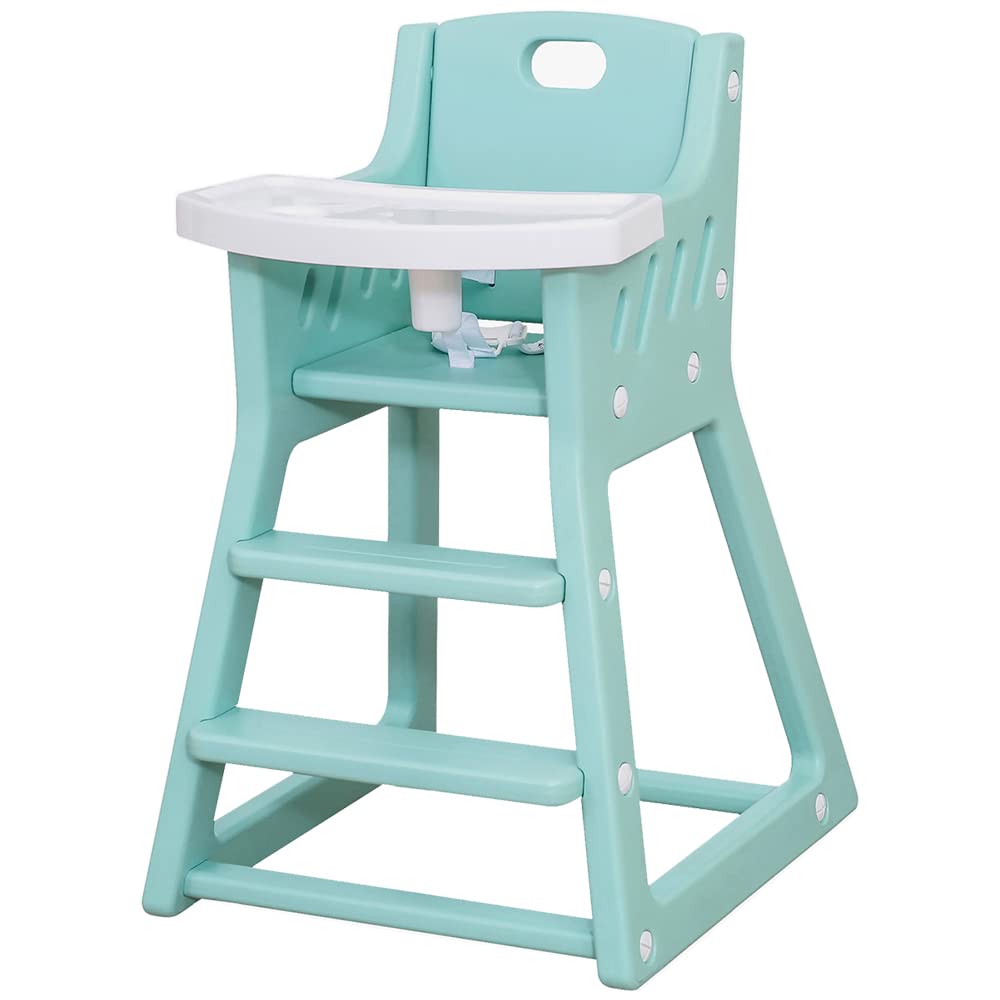 Baby Highchair,Children's Dining Chair, Safe and Solid Shape Structure Design, with Telescopic Gear Adjustable Feeding Tray, Can be Directly Washed (Aqua)