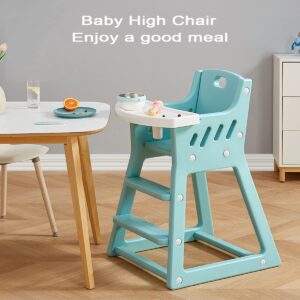 Baby Highchair,Children's Dining Chair, Safe and Solid Shape Structure Design, with Telescopic Gear Adjustable Feeding Tray, Can be Directly Washed (Aqua)