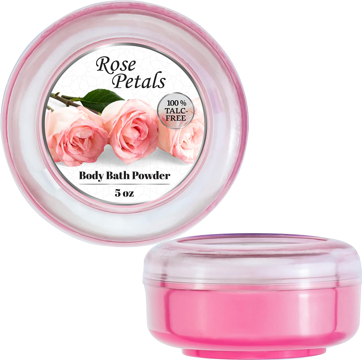 R-NEU Dusting Powder for Women with Powder Puff, 100% Talc-Free, Elegant Rose Petals Scented Body Powder, After Bath for Soft Skin, Extra Large, 1 Pack (5oz)