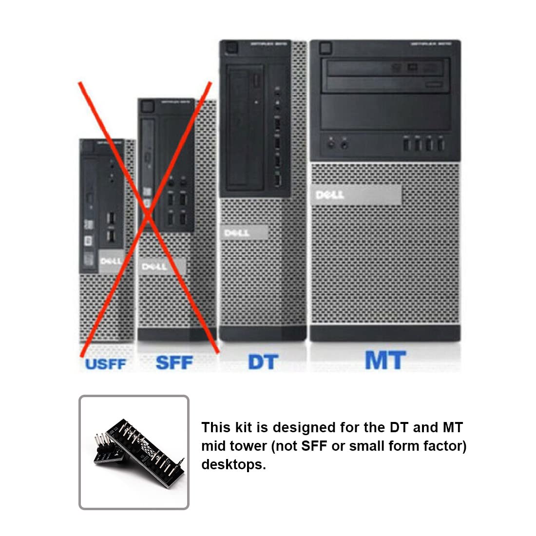 gtpartes Front Panel Header Adapter Compatible with Dell Optiplex 7010 9010 7020 9020 and Precision T1700