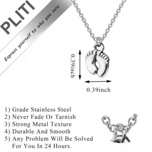 PLITI Daughter Pregnancy Gift Mommy To Be Jewelry Pregnancy Announcement Gift Baby Feet Necklace (Pregnancy feet nec)