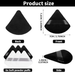 Sibba 6 Pieces Sponge Loose Powder Puff Foundation Concealer Face Makeup Make Up Triangle Sponges Velour Beauty Setting Artist Grip Liner Body Skin Brighten Brow Lift Cosmetic Tools (Black/white)