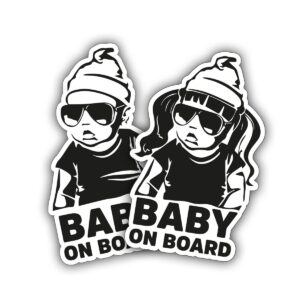 y2k baby on board sticker for car (2 pcs),baby safety car signs, baby on board decals for cars, funny carlos from the hangover sticker for mailbox windows 5.5x3 inch 2 pcs boy and girl