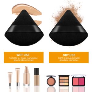 Sibba 6 Pieces Sponge Loose Powder Puff Foundation Concealer Face Makeup Make Up Triangle Sponges Velour Beauty Setting Artist Grip Liner Body Skin Brighten Brow Lift Cosmetic Tools (Black/white)