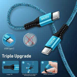 100W/5A Fast Samsung Charger Cable for Galaxy S24 FE A16 5G S23 S22 Ultra S21 A13 A53,Google Pixel 9 Pro XL 8,iPad Pro,MacBook Air 16,USB C Laptop Tablet Data Transfer Charger Cord Android Phone 6FT