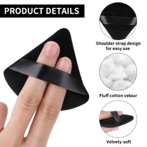 Sibba 6 Pieces Sponge Loose Powder Puff Foundation Concealer Face Makeup Make Up Triangle Sponges Velour Beauty Setting Artist Grip Liner Body Skin Brighten Brow Lift Cosmetic Tools (Black/white)