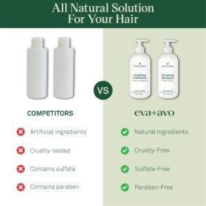 EVA + AVO Shampoo and Conditioner Set – Cleansing Shampoo and Hydrating Conditioner with Avocado Oil and Wild Rosemary for All Hair Types – 8 Fl Oz