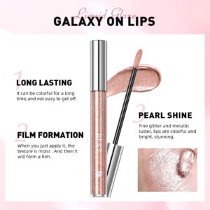 MAEPEOR Metallic Liquid Lipstick Set 6 Color Shimmer & Glitter Metallic Lipstick Long Wear and Non-stick Cup Diamond Pearl Lip Gloss Kit (Set 01)