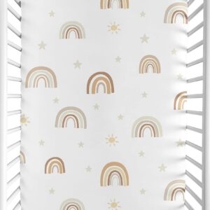 Sweet Jojo Designs Neutral Boho Rainbow Girl Boy Unisex Fitted Mini Crib Sheet Baby Nursery Portable Crib Pack and Play Mustard Yellow Pumpkin Orange Bohemian Sunshine Modern Vintage Beige Gold Tan