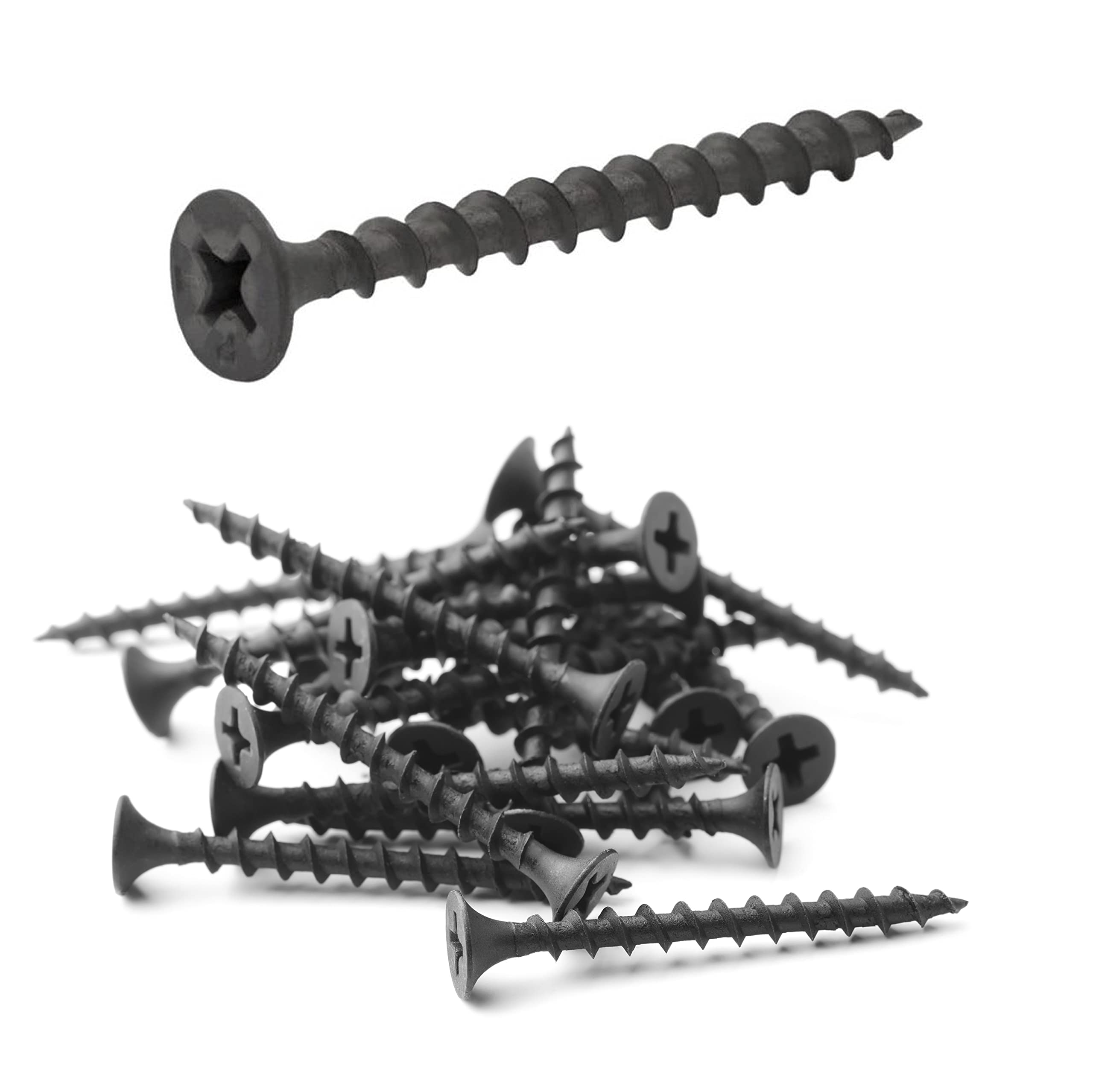 100-Pack Pro-Twist Premium #6 x 1 1/4" Inch Drywall Screws Pack – Drywall Screw Set with Black Phosphate Coated Drywall Screws Anchors Fasteners - for Attaching Gypsum Board to Wood Studs (100)