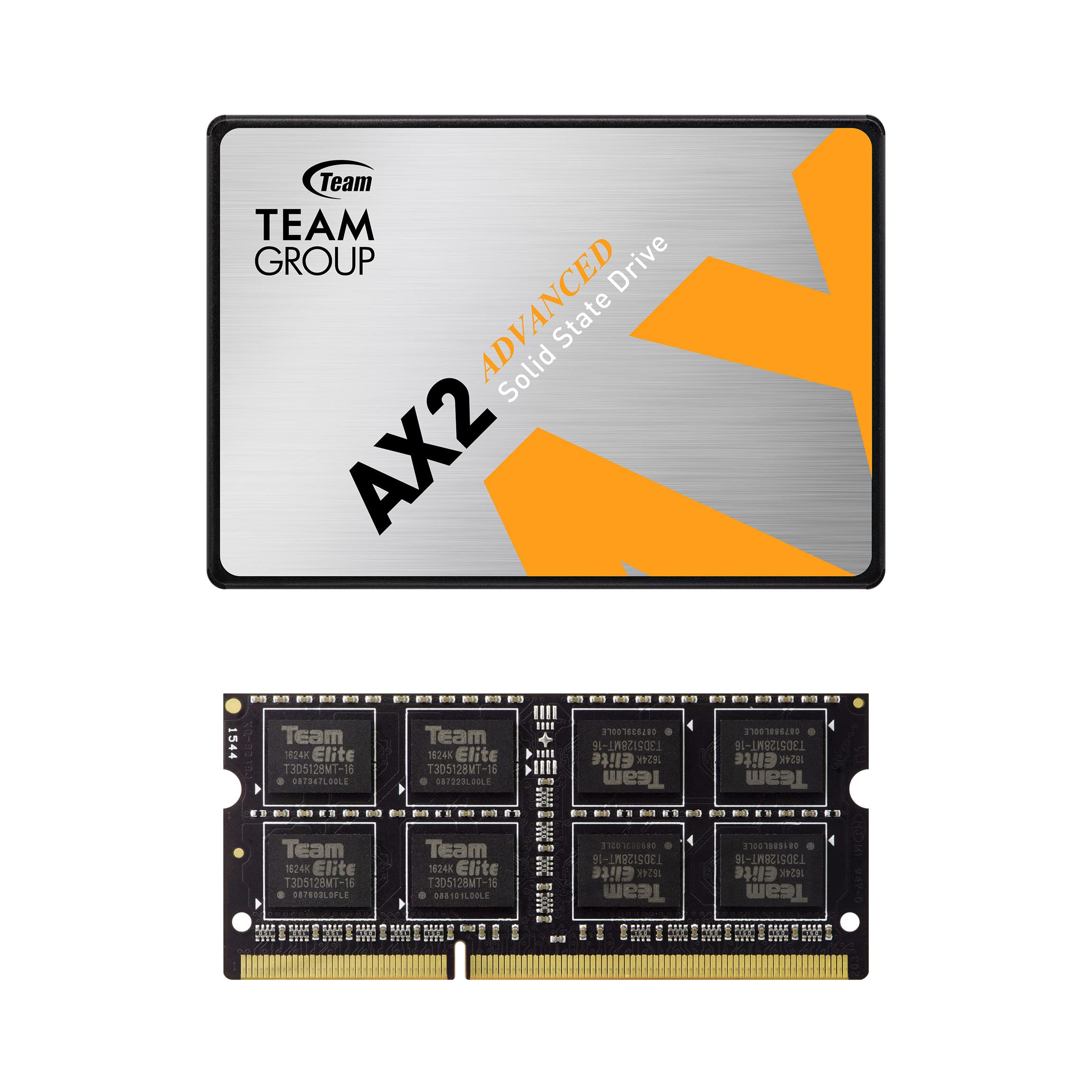 TEAMGROUP AX2 2TB 3D NAND TLC 2.5 Inch SATA III SSD Read 540MB/s T253A3002T0C101 Bundle with Elite SODIMM DDR3 8GB 1600MHz CL11 Lapktop Memory TED3L8G1600C11-S01