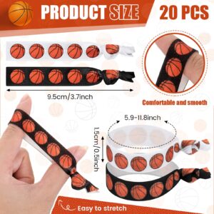 Hanaive 20 Pcs Basketball Hair Ties Basketball Hair Bands Elastic Ponytail Holders No Crease Ribbon Basketball Hair Accessories for Party Team