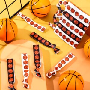 Hanaive 20 Pcs Basketball Hair Ties Basketball Hair Bands Elastic Ponytail Holders No Crease Ribbon Basketball Hair Accessories for Party Team