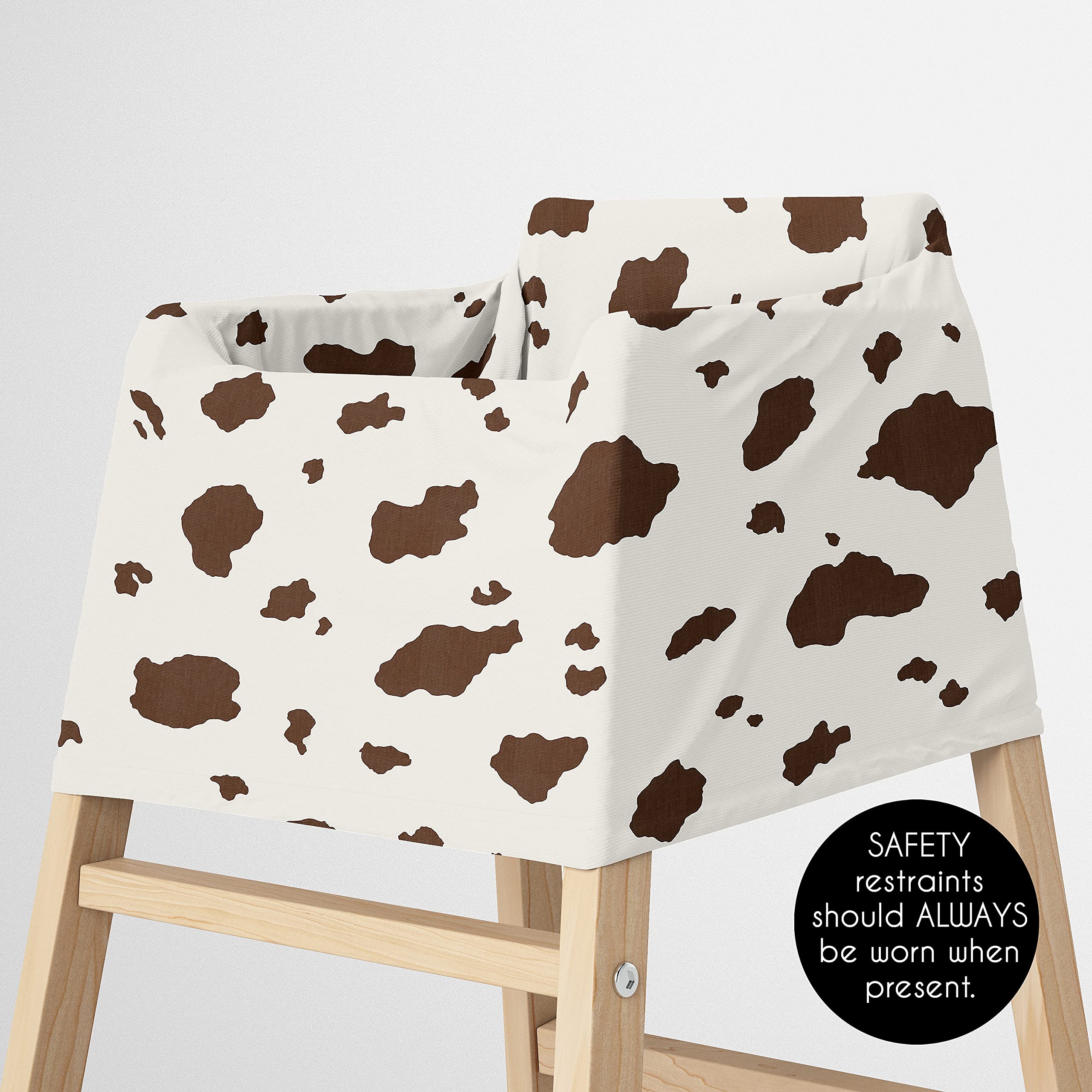 Sweet Jojo Designs Western Cow Print Boy Girl Infant Baby Car Seat Cover Nursing Breastfeeding Shopping Cart Stroller Canopy Brown and Cream Gender Neutral Southern Country Off White Wild West Animal