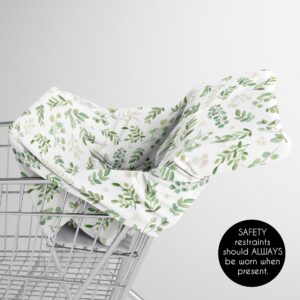 Sweet Jojo Designs Floral Leaf Boy Girl Infant Baby Car Seat Cover Nursing Breastfeeding Shopping Cart Stroller Canopy Green White Boho Bohemian Watercolor Botanical Flower Woodland Tropical Garden