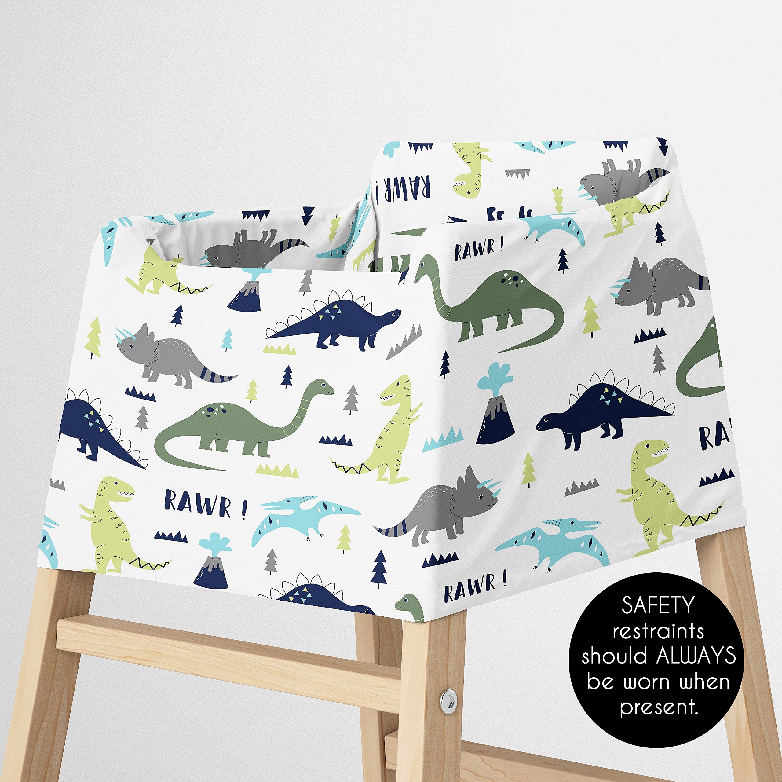 Sweet Jojo Designs Blue and Green Dinosaur Boy Infant Baby Car Seat Cover Nursing Breastfeeding Shopping Cart Stroller Canopy - Turquoise Dark Green Modern Boho Grey and White Mod Dinosaurs