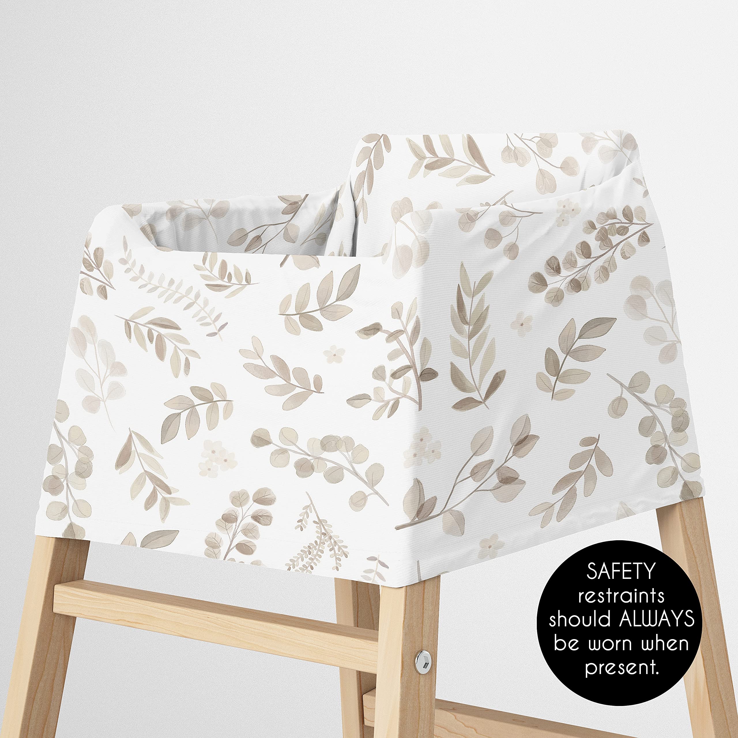 Sweet Jojo Designs Floral Leaf Boy Girl Infant Baby Car Seat Cover Nursing Breastfeeding Shopping Cart Stroller Canopy Taupe Beige Gender Neutral Boho Bohemian Watercolor Botanical Flower Woodland