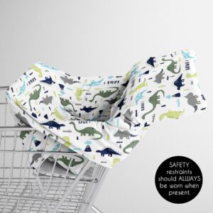 Sweet Jojo Designs Blue and Green Dinosaur Boy Infant Baby Car Seat Cover Nursing Breastfeeding Shopping Cart Stroller Canopy - Turquoise Dark Green Modern Boho Grey and White Mod Dinosaurs