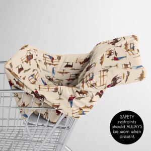 Sweet Jojo Designs Western Cowboy Boy Infant Baby Car Seat Cover Nursing Breastfeeding Shopping Cart Stroller Canopy - Tan Brown Red Southern Country Chocolate Blue and White Wild West Horse