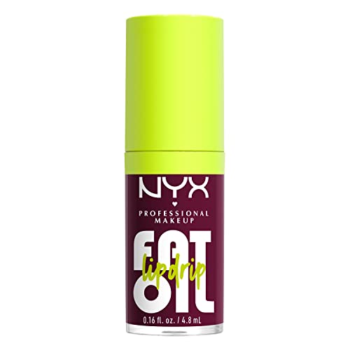 NYX PROFESSIONAL MAKEUP Fat Oil Lip Drip, Moisturizing, Shiny and Vegan Tinted Lip Gloss - That's Chic (Deep Berry)