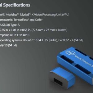 Intel NCS2 Movidius Neural Compute Stick 2, Perfect for Deep Neural Network Applications (DNN)