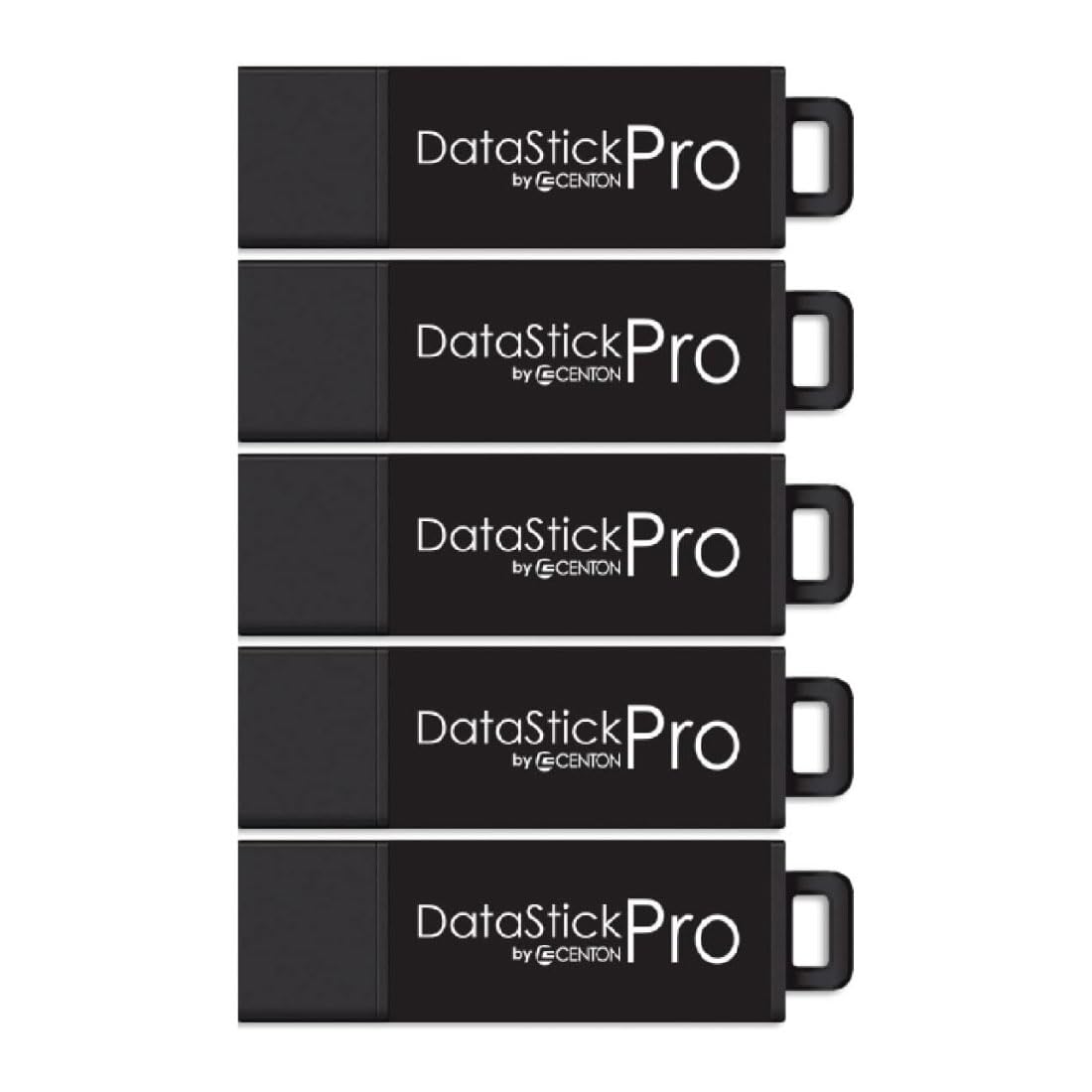 Centon Electronics DataStick Pro USB 3.2 Gen1 Flash Drive, 128 GB, 5 USB Flash Drives, 5 Bulk Pack, Black