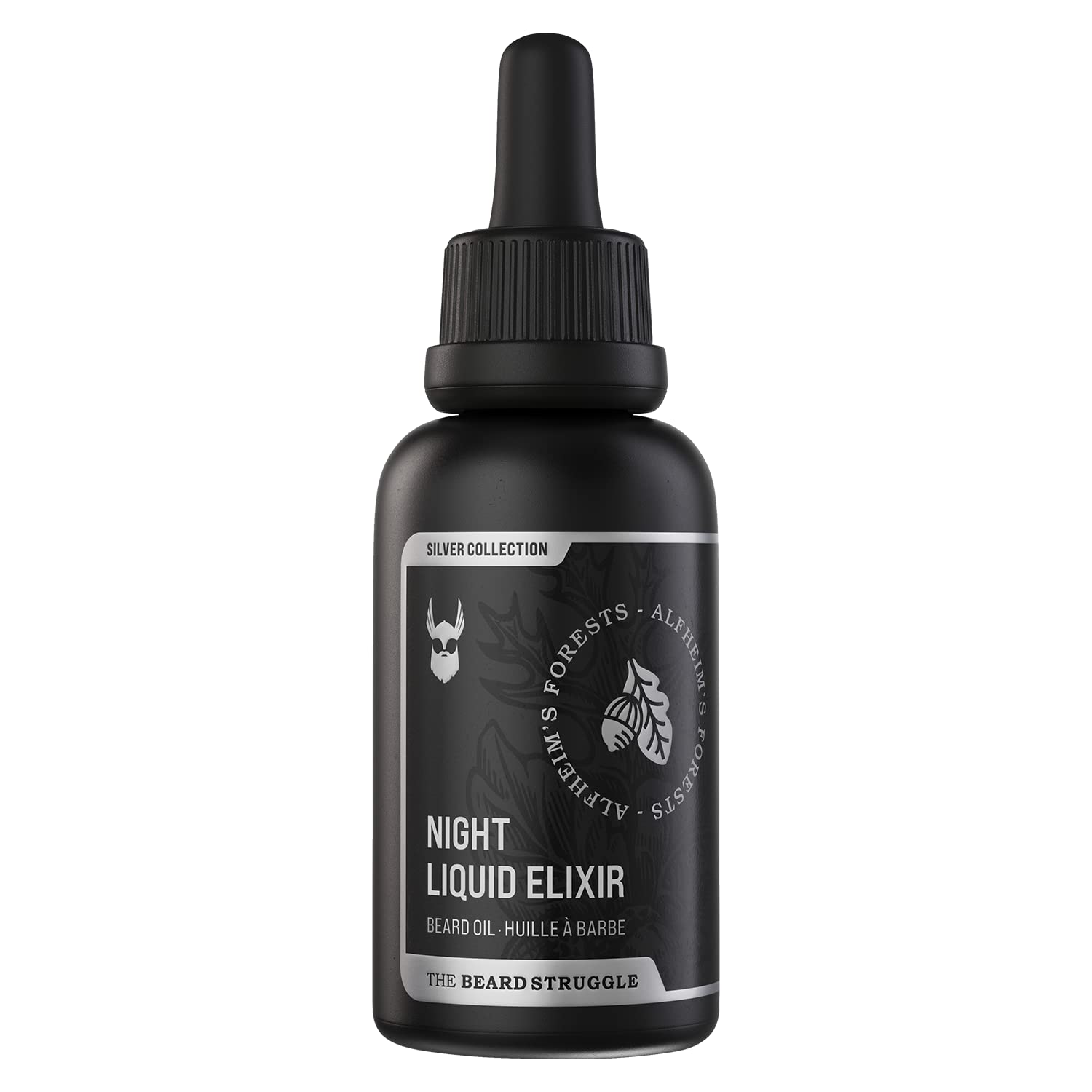 The Beard Struggle Night Liquid Elixir Beard Oil - Silver Collection - Alfheim's Forests - Softens, Moisturizing, & Healthier Beard Growth - Vegan-Friendly Beard Growth Oil (1 Fl oz)