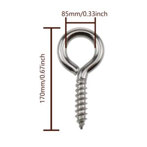 Lovelysp-0.67 inch Stainless Steel Eye Screws; Eye Hook Screws ;Screws Eye; Sheep Eye Bolt Screws(Silvery) -120pieces