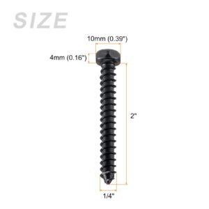 METALLIXITY Hex Lag Screws (1/4" x 2")10Pcs, Carbon Steel Phillips Self-Tapping Wood Bolts - for Household Applications