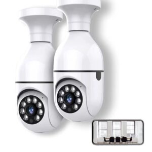 2pcs light bulb security camera, e27 360 degree 2.4ghz wifi 1080p indoor/outdoor hd ptz camera, support super ai intelligent &motion detection tracking,two-way audio talking, support cloud storage