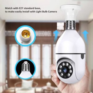 2PCS light bulb security camera, E27 360 Degree 2.4GHZ WIFI 1080P Indoor/Outdoor HD PTZ Camera, Support Super AI Intelligent &Motion Detection Tracking,Two-way Audio Talking, Support Cloud Storage