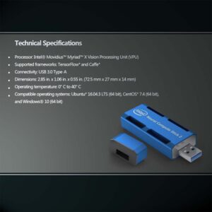 Intel NCS2 Movidius Neural Compute Stick 2, Perfect for Deep Neural Network Applications (DNN)