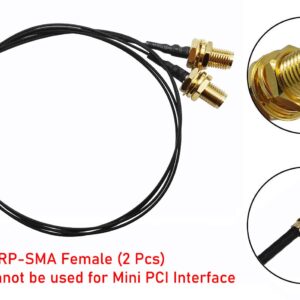 U.FL to RP-SMA M.2 NGFF UFL to RP SMA Female MHF4 IPX4 IPEX4 Ipex Connector Pigtail WiFi Antenna Extension Cable (20 inch 2 Pcs)