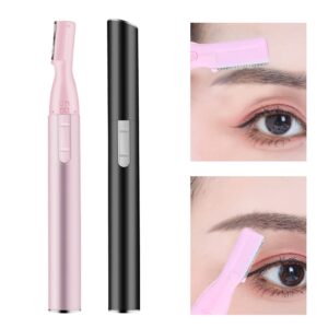 cdar Brow Trimmer，Painless Eyebrow & Facial Hair Trimmer for Men & Women, Battery Included Electric Groomer Pink