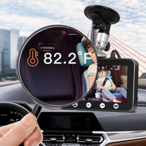 VSYSTO Baby Car Camera Recorder - 4.3" HD Monitor Dash Cam for Back Seat Rear-Facing Monitoring with Strap-Mounted 940nm IR Night Vision Lens & Real-Time Temperature Detection