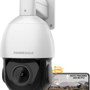 PANOEAGLE Auto Tracking 4K 8MP PTZ IP Camera with Pan Tilt 25x Optical Zoom,Human/Vehicle Detection,328ft IR Night Vision,2-Way Talk,Outdoor Dome PTZ Camera with Auto Cruise,IP66