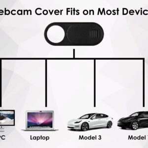 DS. DISTINCTIVE STYLE Camera Cover Slide Car Camera Privacy Cover Webcam Sticker Blocker Compatible with Tesla Model 3 and Model Y Accessories (Black - 6 Pack)