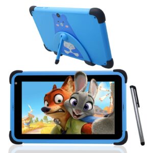 weelikeit kids tablet 8 inch android 11, learning tablet for toddlers, 2+32gb children tablets with wifi 6, bluetooth, kids app pre-installed, youtube, netflix, case, stand, stylus(blue)