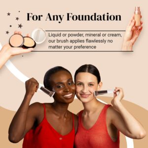 Foundation Brush Flat Top Kabuki By Keshima - Premium Foundation Brush for Liquid Makeup, Cream, and Powder - Buffing, Blending, and Face Brush (Regular Size, White)