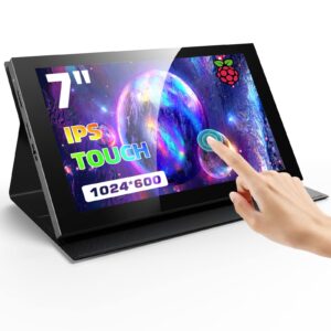 eyoyo 7 inch monitor, 7" ips panel 1024x600 5-points capacitive touchscreen portable raspi monitor screen mini hdmi monitor for raspi/laptop/pc/game console