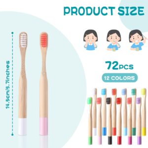 Purpeak 24 Pcs Kids Bamboo Toothbrushes Soft Bristle Toddler Toothbrush BPA Free Wooden Travel Toothbrushes for Kids Children Home Travel School, 5.7 Inches, Individually Wrapped