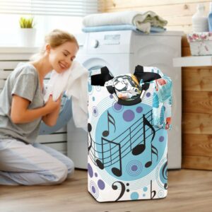 Kigai Musical Note Laundry Basket Collapsible Large Clothes Hamper Nursery Storage Bin with Handle for Bedroom, Bathroom, Dorm, Kids Room