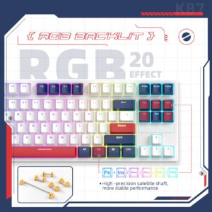 ZIYOU LANG Wireless Gaming Mechanical Keyboard，RGB Backlit 87 Keys Hot Swappable Custom Keyboard, Gasket Structure Triple Mode 2.4Ghz/BT 5.0/Wired Rechargeable Keyboard, Red Switch