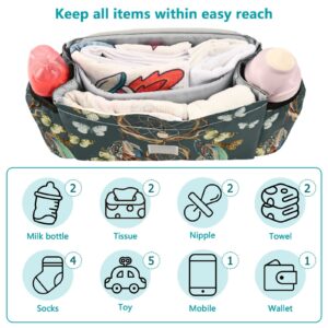 BOENLE Universal Baby Stroller Organizer with Two Insulated Cup Holders Dreamcatcher Butterfly Branch Detachable Zipper Bag,Large Capacity for Baby Essentials